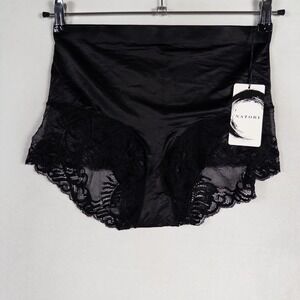 Natori Feathers Everyday Shaping Control Top Briefs XL Black Lace Trim NEW